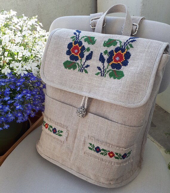 Beautiful hand stitched backpack I made a backpack! All hand sewn with just needle and thread  main image 3