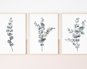 Eucalyptus Watercolor Greenery Digital Instant Download Prints, Various Sizes