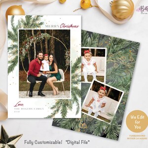 Christmas Card Boho Greenery Fully Customizable!