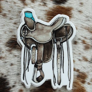 Aquarell Ranch Sattel Vinyl Aufkleber