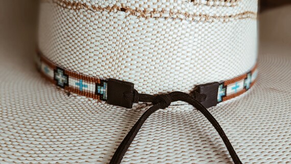 Fascia Per Cappello Da Cowboy Con Perline Rosse E Turchesi, Fascia Perline, Telaio Da Cowgirl, Artigianale, Stile Western, Con Fascia Per Cappelli Con Cavalli Da Rodeo Del Sud-ovest - Italia - Foto 9