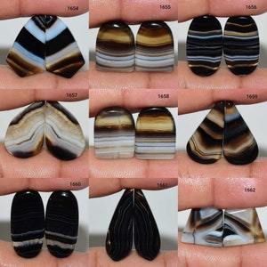 Gqrgeous Schwarz gebändert Achat Paar Edelstein, natürlich schwarz gebändert Achat Paar Cabochon, Schmuck verwenden Gebändert Achat Paar, schwarz gebändert Achat Paar,