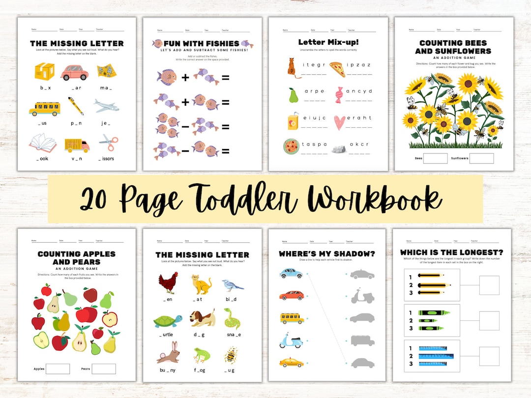 20 Fun Preschool Worksheets Printable Math Counting Matching - Etsy