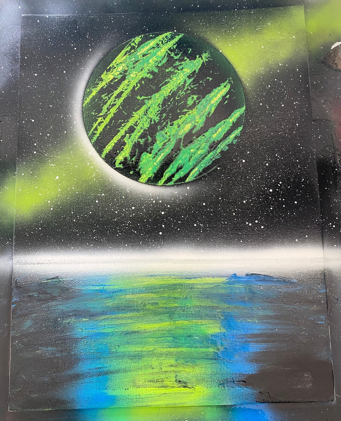 Green and black with water spray paint design Etsy