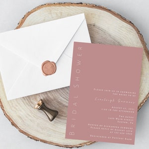 Bridal Shower Invitation, Minimalistic, Modern, Template, Pink, Editable Template, Instant Download