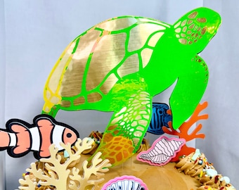 Fondant Sea Turtle Cake Topper: Under The Sea Birthday Decor - Ireland - View #6