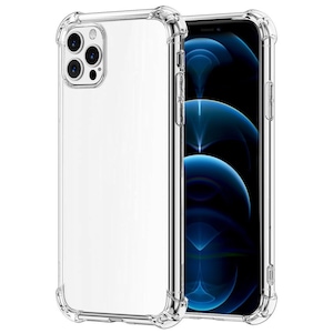 May include: A clear phone case with a raised bumper for added protection. The case is designed for an iPhone and has a clear back that shows the phone's design.
