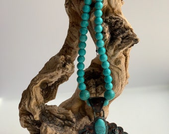 Antique Turquoise & Bronze Necklace