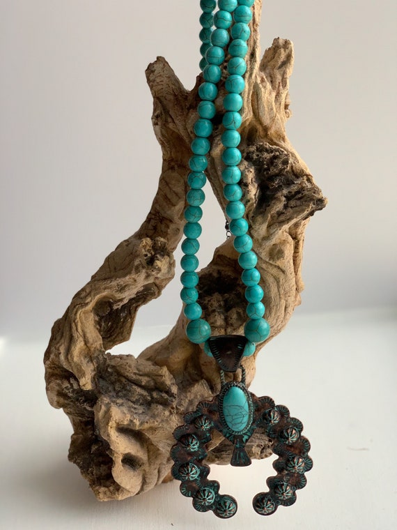 Antique Turquoise & Bronze Necklace Gem