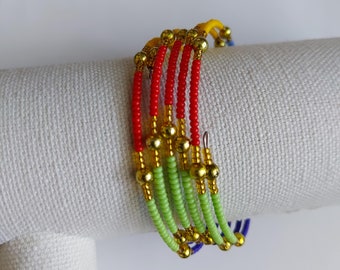 Zulu-armband met kralendraad. Veerarmband met kralen