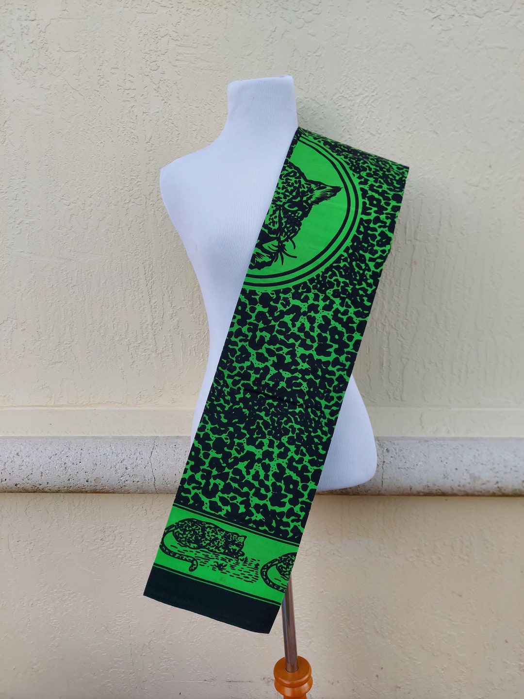 Green Leopard Ibhayi. Idlozi Fabric. African Spirituality Fabric
