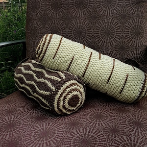 Timber Bolster Pillow • Decorative Pillow • Birch • Oak • Crochet Log • Rustic Home Decor • Back Pillow