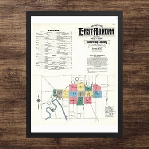 1912 East Aurora, New York Map Print – Historische Vogelperspektive