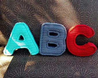 Crochet Letter Pillow • 6" Plush, Custom Nursery Decor