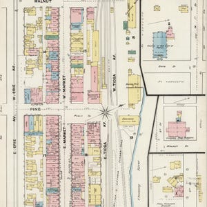Historische Karte von Corning, New York von 1888 - Gaffer Distrikt