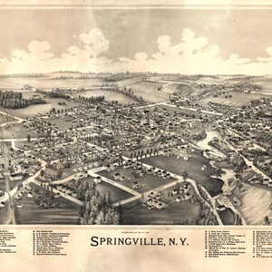 1892 Springville, New York Skyline aus der Perspektive der historischen Vogelperspektive