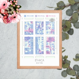 Historische Ithaca New York Wachstumskarte | Handgemachte Collage aus 1800er bis 1900er Karten | Luxus Wandkunst