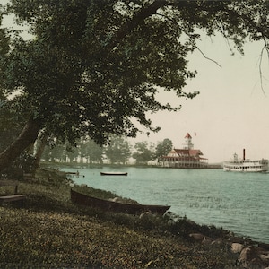 Impresión de mapa antiguo del embarcadero del lago Chautauqua de 1898 en Miller Park