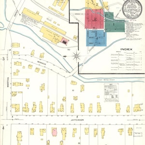 1909 Ellicottville, New York Vintage Karte Print – Historische Vogelperspektive