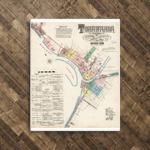 1886 Tonawanda, New York Map Print – Historische Vogelperspektive