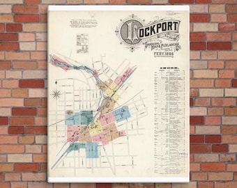 1886 Lockport, New York Vintage Map Print – Historic Bird's Eye View