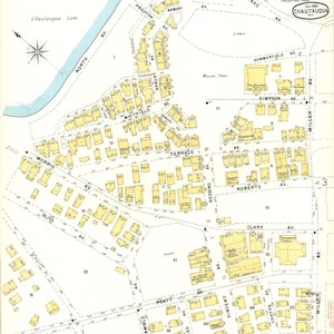 1896 Chautauqua, New York Miller Park Vintage Karte Print – Historische Vogelperspektive