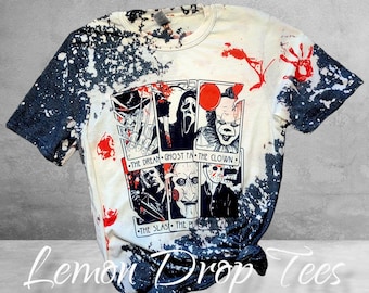 The Bad Boys of Halloween Tarot Cards Bleached Shirt, Halloween Shirt, Plus Size Options, Matching Tumbler Available