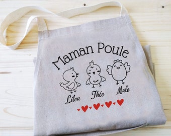 Personalized apron / "Maman Poule" apron / Original gift idea / Party / Birthday / Christmas