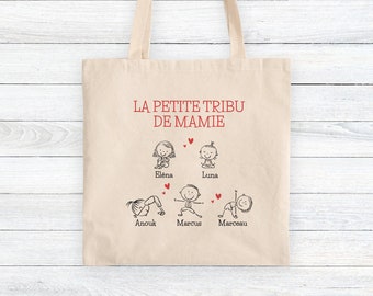 Tote bag personnalisé Petite Tribu de Mamie / Fête des mamies / Fête des grands mères / Cadeau Mamie Noël / Cadeau Mamie Personnalisé