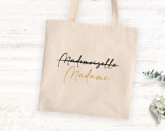 Tote bag Madame-Mademoiselle / EVJF / Future mariée / Mariage / Sac / Cabas / Personnalisable