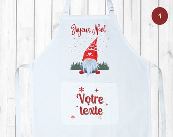 Tablier de Noël personnalisé / Tablier de dîner de Noël / Tablier de Noël Gnome / Tablier de Noël / Noël personnalisé avec votre texte