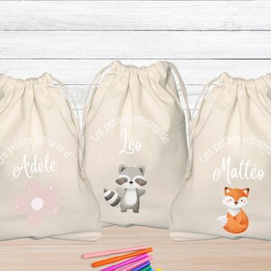 Sac Enfant Personnalisé / Sac pochon / Les petites affaires de / Rentrée scolaire / Crèche / Nounou