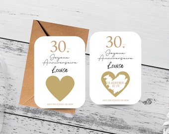 Carte anniversaire à gratter / Carte anniversaire personnalisé / 18 ans / 20 ans / 30 ans / 50 ans +