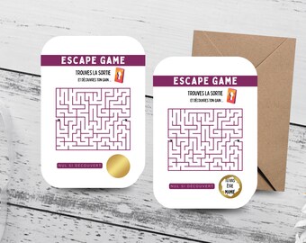 Carte Annonce Grossesse / Escape Game / Carte à Gratter personnalisée / Annonce Originale / Papa / Mamie / Papi / Tata / Tonton / Autre