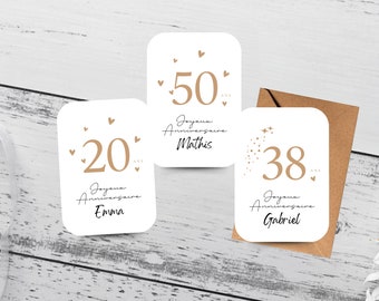 Carte anniversaire / Carte anniversaire personnalisé / 18 ans / 20 ans / 30 ans / 50 ans +