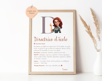 Affiche Directrice d'école personnalisée / Affiche Définition /Directrice d'école / Directeur d'école / Cadeau Fin d'année / Remerciements