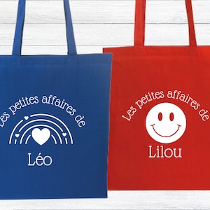 Tote Bag Enfant / Tote Bag Smiley / Tote Bag Arc en Ciel / Sac Enfant Personnalisé / Rentrée scolaire / Crèche / Nounou / Sport