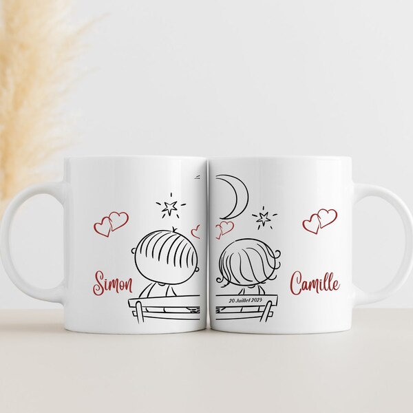 Tasses Couple personnalisées / Mugs céramique personnalisés / Saint Valentin / Fiançailles / Mariage / Anniversaire de mariage