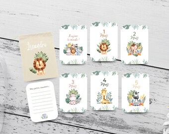 Cartes Étapes Bébé / Jungle / Pack 1ère année / Cadeau de naissance / Cadeau Baby Shower