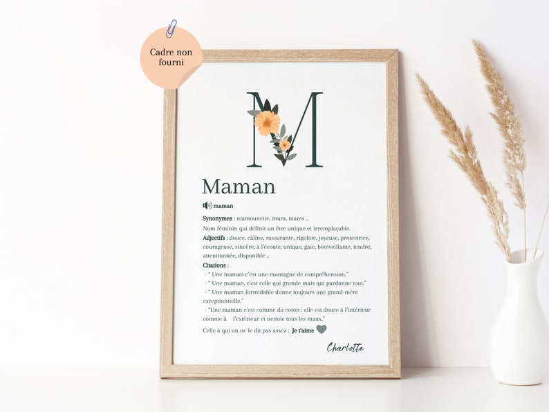 Affiche Maman personnalisée / Affiche Fête des mamans personnalisée / Cadeau Fête des mamans / Fête des mamans / Fête des mères / Maman image 1