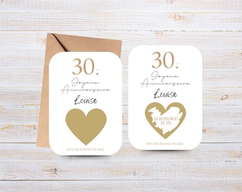 Customizable scratch-off birthday card for ages 18-20-30-50+