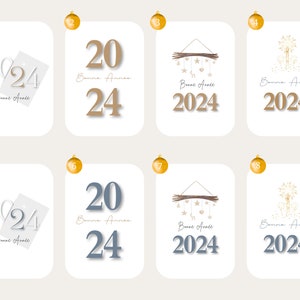 Carte Bonne Année 2024 / Carte de vœux 2024 avec enveloppes / Meilleurs Vœux 2024 / Papeterie Noël / Joyeux Noël personnalisé image 2