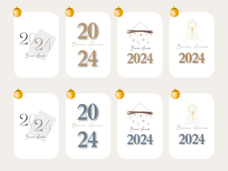 Carte Bonne Année 2024 / Carte de vœux 2024 avec enveloppes / Meilleurs Vœux 2024 / Papeterie Noël / Joyeux Noël personnalisé Bild 2