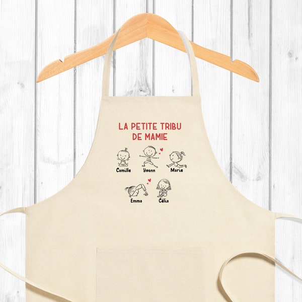 Tablier personnalisé / Petite Tribu de Mamie /  Fête des mamies / Fête des grands mères / Noël personnalisé / Anniversaire Mamie