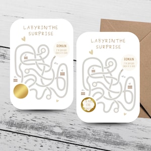 Carte Annonce Grossesse / Labyrinthe Surprise / Carte à Gratter personnalisée / Papa / Mamie / Papi / Tata / Tonton / Autre