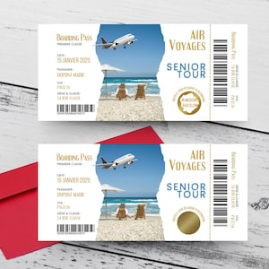 Carte Cadeau Retraite / Billet Senior / Carte Cadeau à gratter / Billet d'avion à gratter