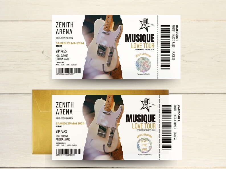 Carte Annonce Grossesse / Billet Concert / Carte à Gratter personnalisée / Annonce Originale / Papa / Mamie / Papi / Tata / Tonton / Autre image 1