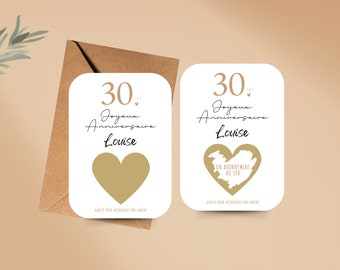 Carte anniversaire à gratter / Carte anniversaire personnalisé / 18 ans / 20 ans / 30 ans / 50 ans +