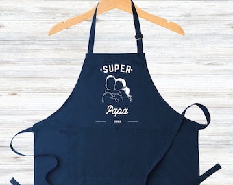 Tablier personnalisé  Papa / Tablier Super Papa / Fille / Garçon / Fête des Pères / Fête des Papas / Cadeau Noël Papa