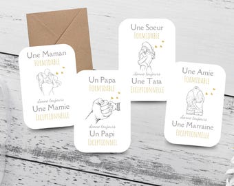 Carte Annonce Grossesse / Maman Formidable / Papa Formidable / Sœur Formidable / Frère Formidable / Ami (e) Formidable